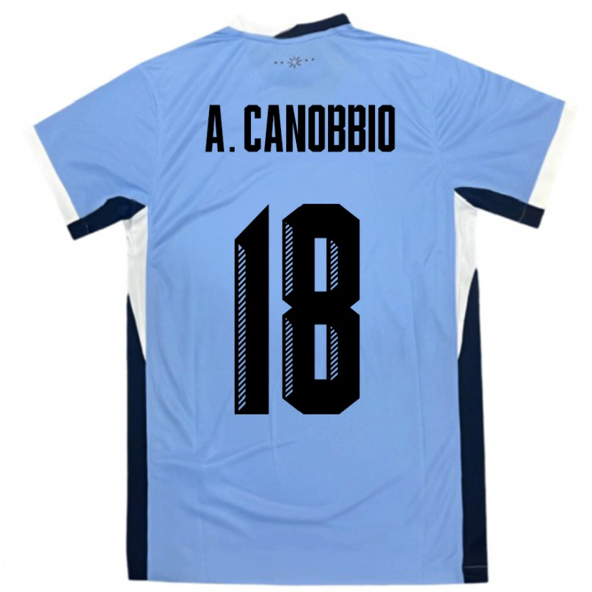 Danxen Bambino Maglia Uruguay Agustin Canobbio #18 Bianco Nero Kit Gara Home 24-26 Maglietta