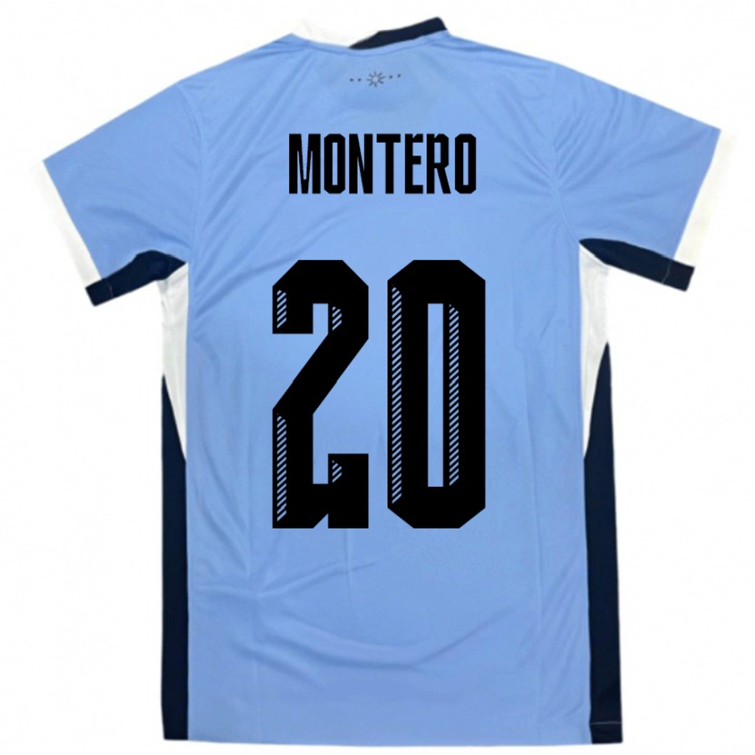 Danxen Bambino Maglia Uruguay Alfonso Montero #20 Bianco Nero Kit Gara Home 24-26 Maglietta
