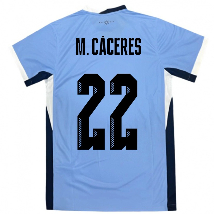 Danxen Bambino Maglia Uruguay Martin Caceres #22 Bianco Nero Kit Gara Home 24-26 Maglietta