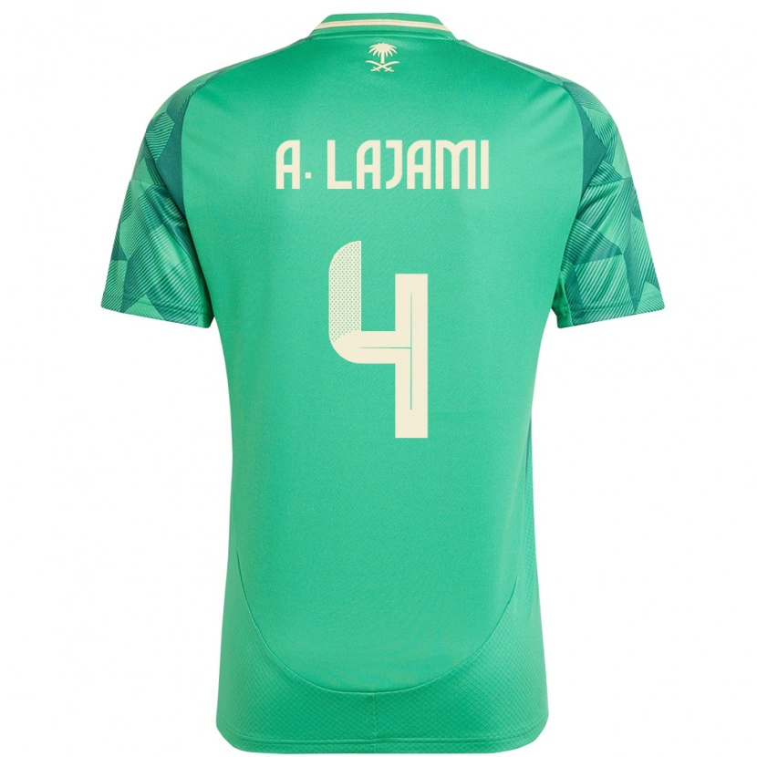Danxen Bambino Maglia Arabia Saudita Ali Lajami #4 Verde Kit Gara Home 24-26 Maglietta