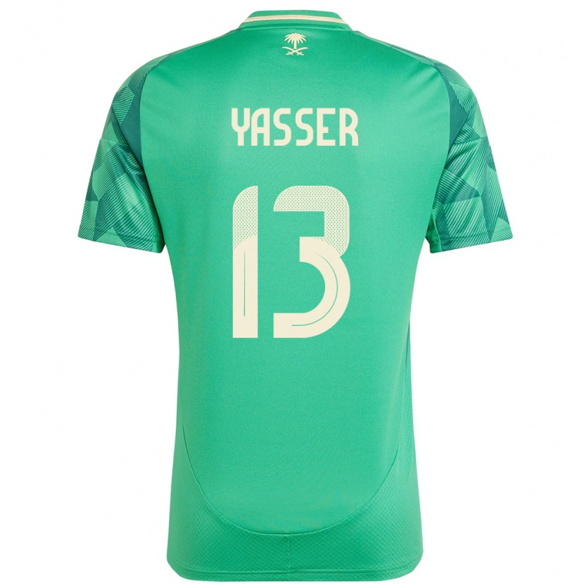 Danxen Bambino Maglia Arabia Saudita Yasser Al-Shahrani #13 Verde Kit Gara Home 24-26 Maglietta
