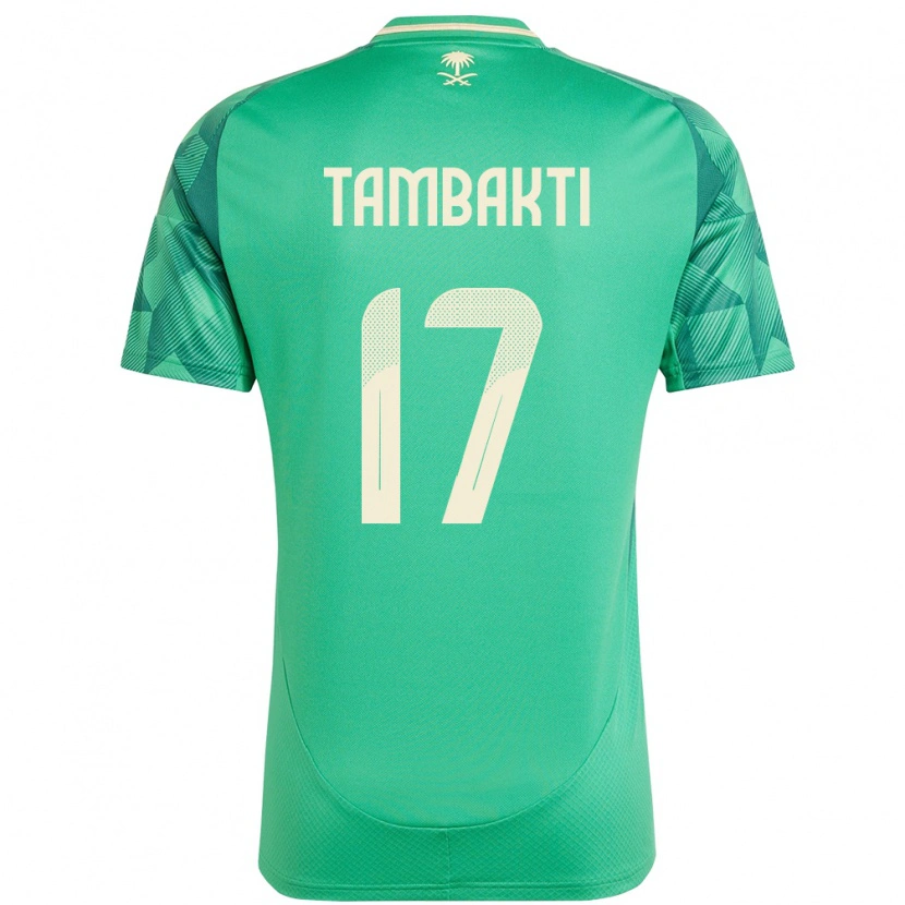 Danxen Bambino Maglia Arabia Saudita Hassan Tambakti #17 Verde Kit Gara Home 24-26 Maglietta