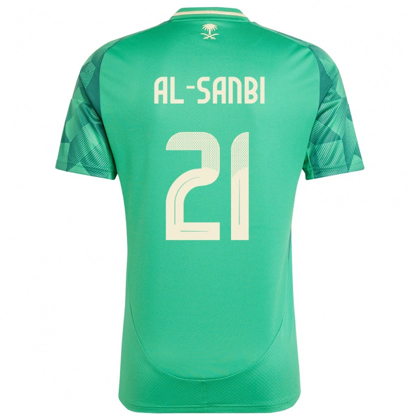 Danxen Bambino Maglia Arabia Saudita Abdulrahman Al-Sanbi #21 Verde Kit Gara Home 24-26 Maglietta