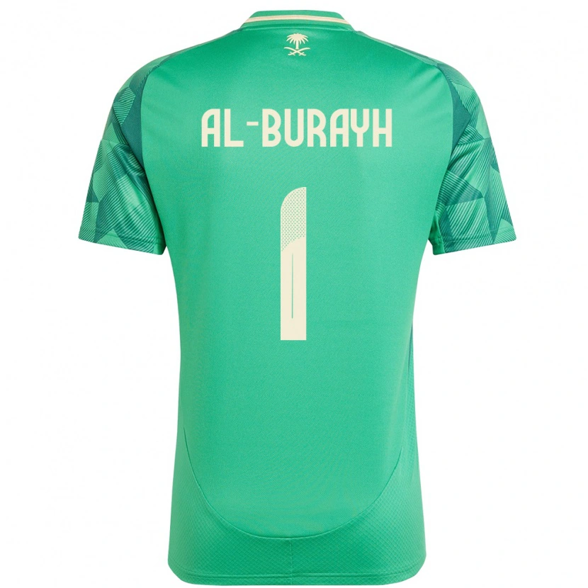 Danxen Bambino Maglia Arabia Saudita Mahmoud Al-Burayh #1 Verde Kit Gara Home 24-26 Maglietta
