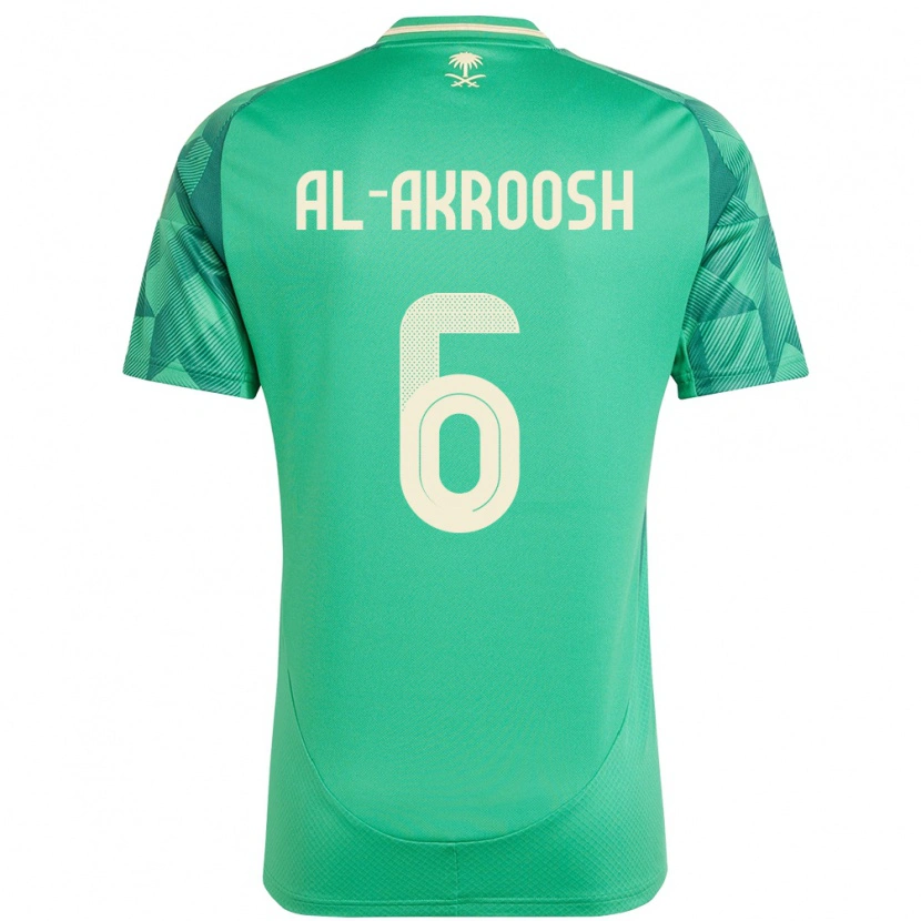 Danxen Bambino Maglia Arabia Saudita Hassan Al-Akroosh #6 Verde Kit Gara Home 24-26 Maglietta