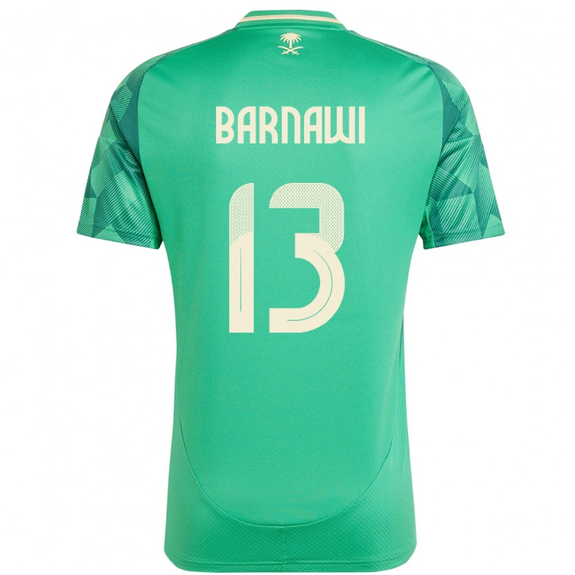 Danxen Bambino Maglia Arabia Saudita Abdulsalam Barnawi #13 Verde Kit Gara Home 24-26 Maglietta