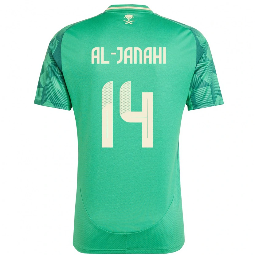 Danxen Bambino Maglia Arabia Saudita Nawaf Al-Janahi #14 Verde Kit Gara Home 24-26 Maglietta