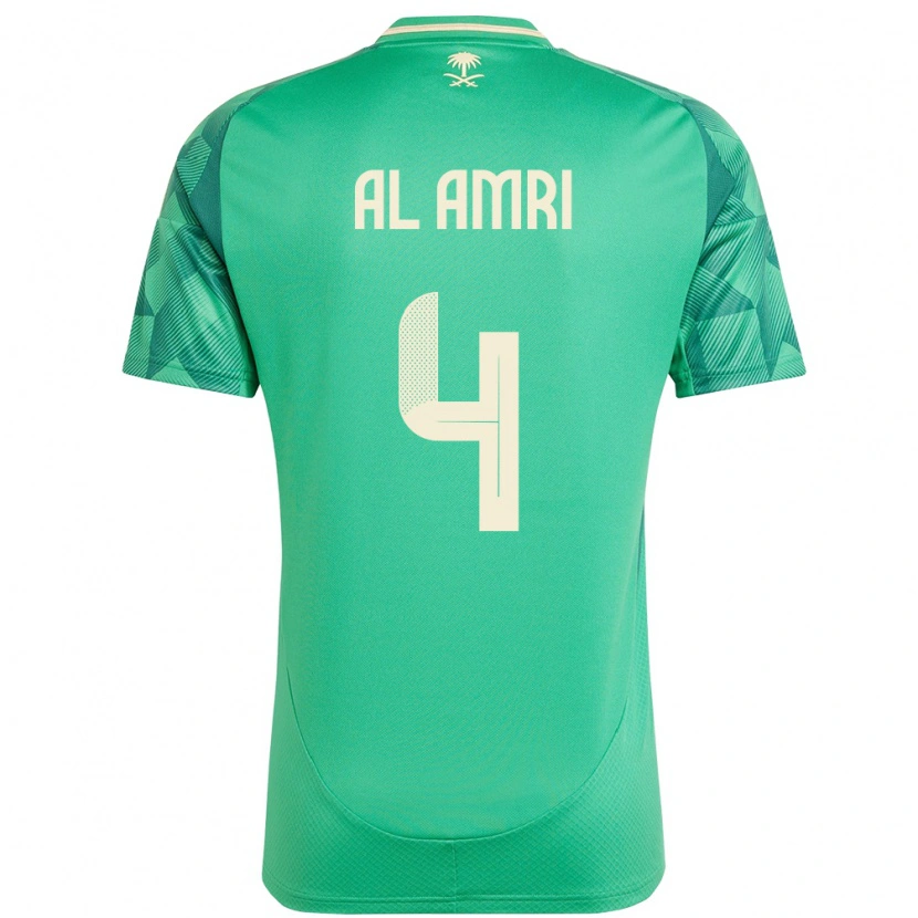 Danxen Bambino Maglia Arabia Saudita Abdulelah Al Amri #4 Verde Kit Gara Home 24-26 Maglietta