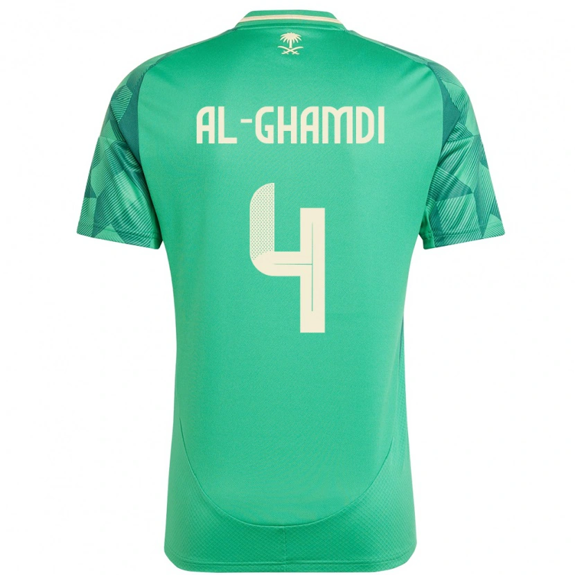 Danxen Bambino Maglia Arabia Saudita Talah Al Ghamdi #4 Verde Kit Gara Home 24-26 Maglietta