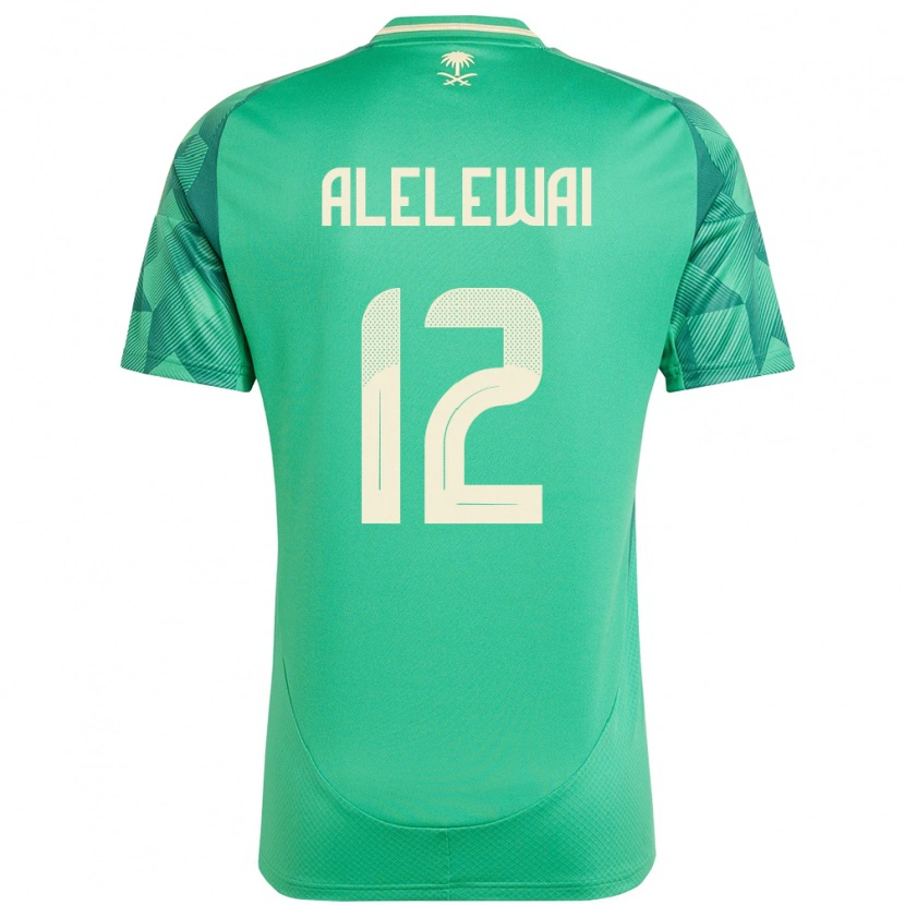 Danxen Bambino Maglia Arabia Saudita Abdulaziz Alelewai #12 Verde Kit Gara Home 24-26 Maglietta