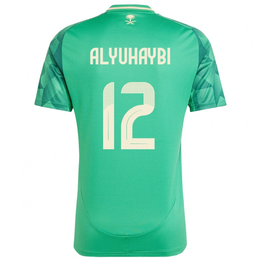 Danxen Bambino Maglia Arabia Saudita Ammar Alyuhaybi #12 Verde Kit Gara Home 24-26 Maglietta