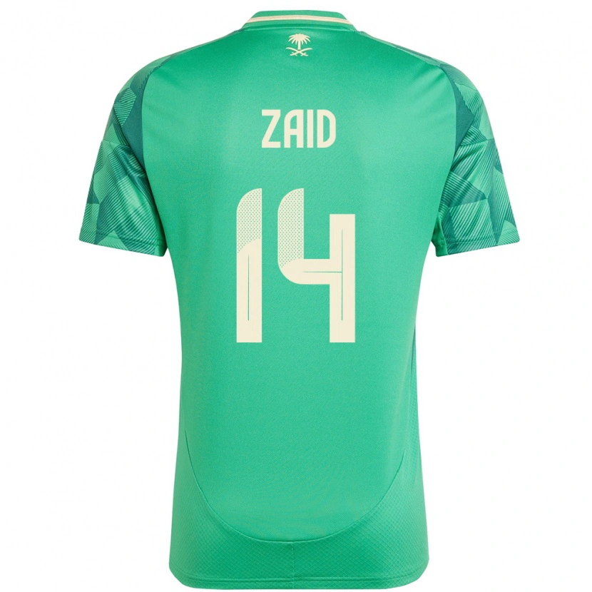 Danxen Bambino Maglia Arabia Saudita Abdullah Zaid #14 Verde Kit Gara Home 24-26 Maglietta