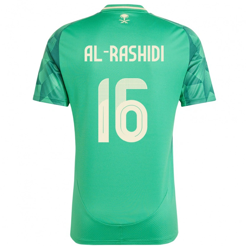 Danxen Bambino Maglia Arabia Saudita Mohammed Al Rashidi #16 Verde Kit Gara Home 24-26 Maglietta