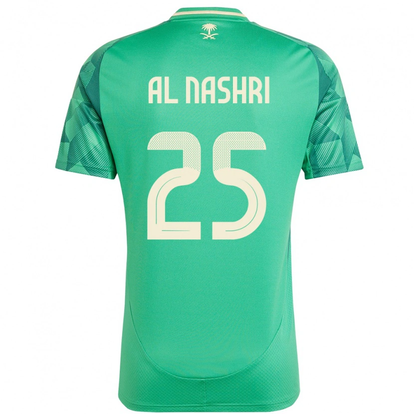 Danxen Bambino Maglia Arabia Saudita Awad Al Nashri #25 Verde Kit Gara Home 24-26 Maglietta