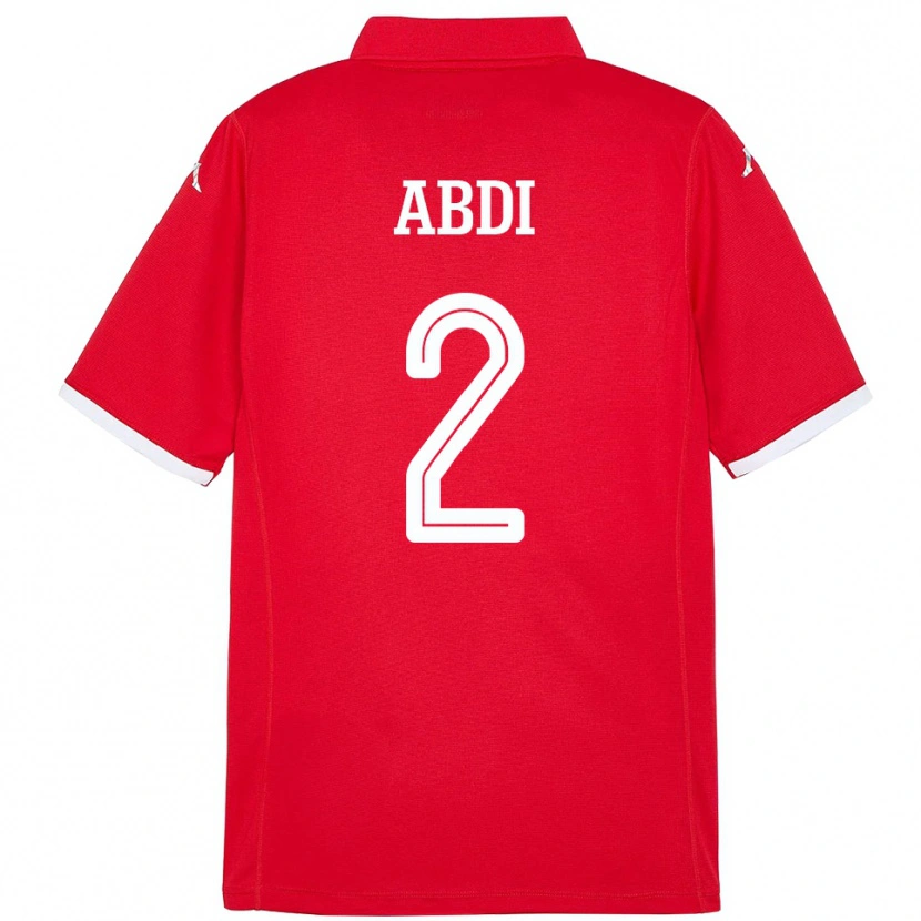 Danxen Bambino Maglia Tunisia Ali Abdi #2 Rosso Kit Gara Home 24-26 Maglietta
