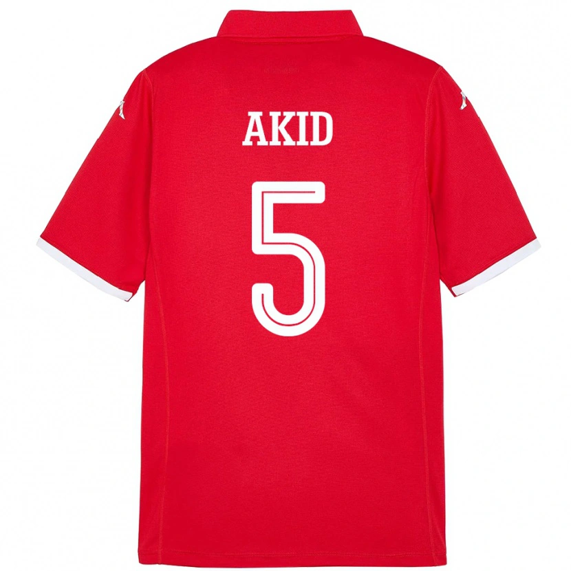 Danxen Bambino Maglia Tunisia Abdessalem Akid #5 Rosso Kit Gara Home 24-26 Maglietta