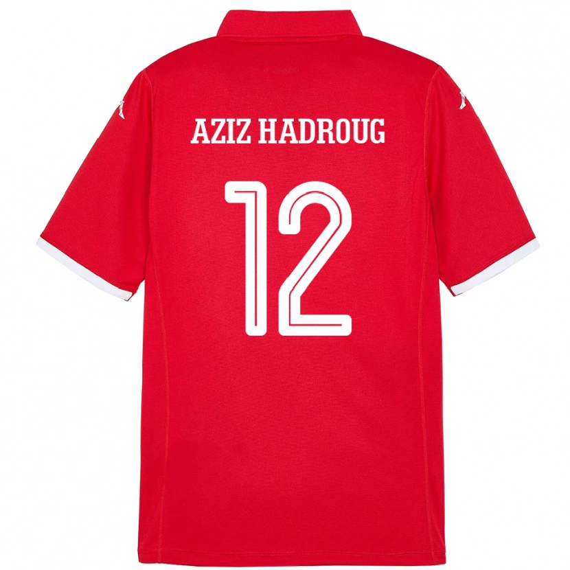 Danxen Bambino Maglia Tunisia Mohamed Aziz Hadroug #12 Rosso Kit Gara Home 24-26 Maglietta