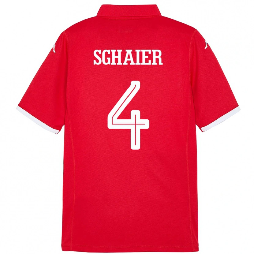 Danxen Bambino Maglia Tunisia Makrem Sghaier #4 Rosso Kit Gara Home 24-26 Maglietta