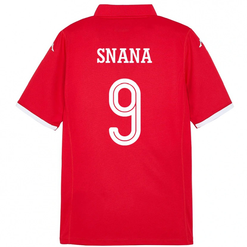 Danxen Bambino Maglia Tunisia Youssef Snana #9 Rosso Kit Gara Home 24-26 Maglietta