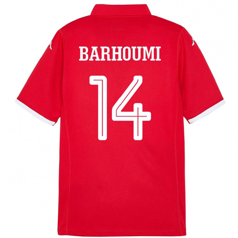 Danxen Bambino Maglia Tunisia Salah Barhoumi #14 Rosso Kit Gara Home 24-26 Maglietta
