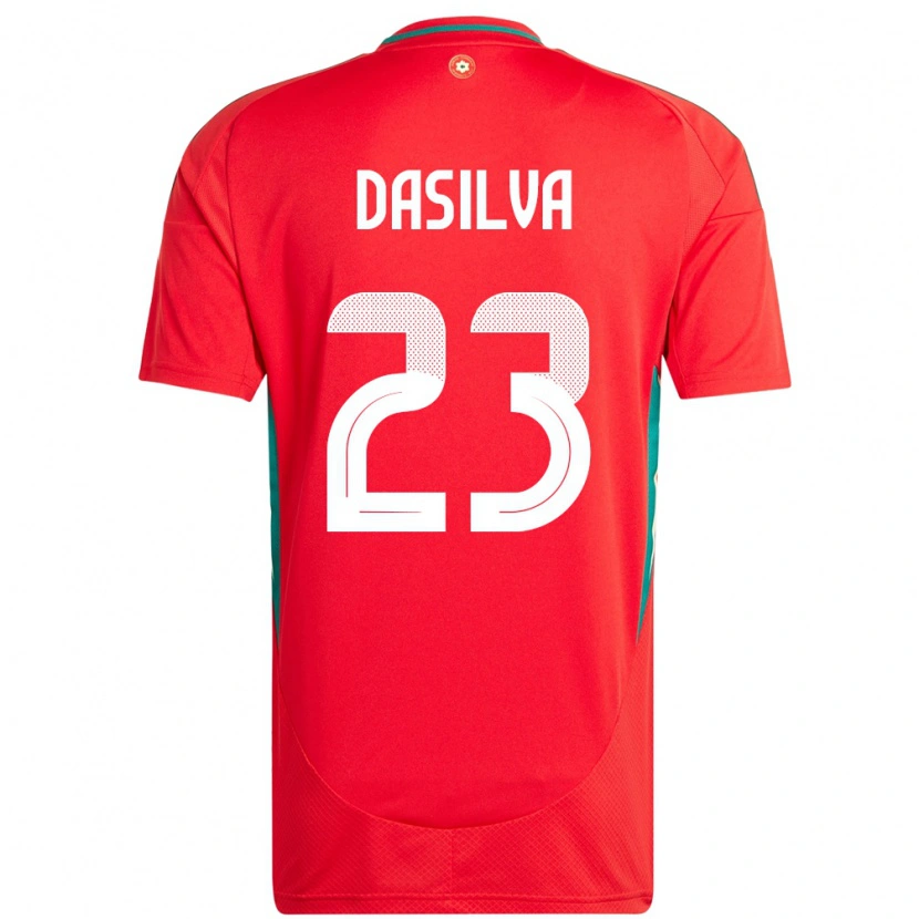 Danxen Bambino Maglia Galles Jay Dasilva #23 Rosso Kit Gara Home 24-26 Maglietta