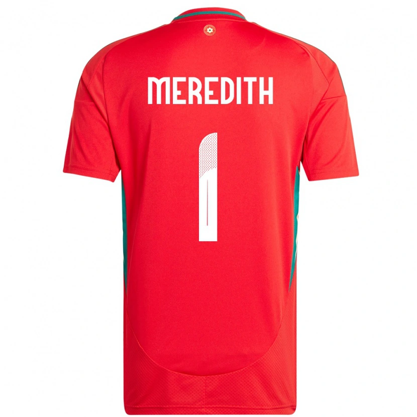 Danxen Bambino Maglia Galles Eliot Meredith #1 Rosso Kit Gara Home 24-26 Maglietta