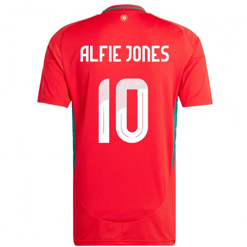 Danxen Bambino Maglia Galles Alfie Jones #10 Rosso Kit Gara Home 24-26 Maglietta