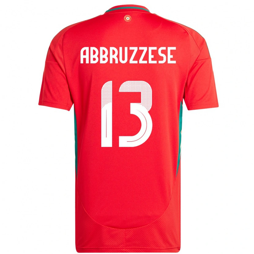 Danxen Bambino Maglia Galles Rhys Abbruzzese #13 Rosso Kit Gara Home 24-26 Maglietta