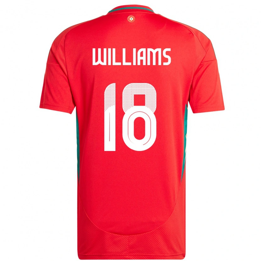 Danxen Bambino Maglia Galles Josh Williams #18 Rosso Kit Gara Home 24-26 Maglietta