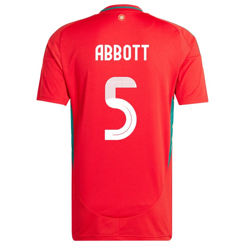 Danxen Bambino Maglia Galles George Abbott #5 Rosso Kit Gara Home 24-26 Maglietta