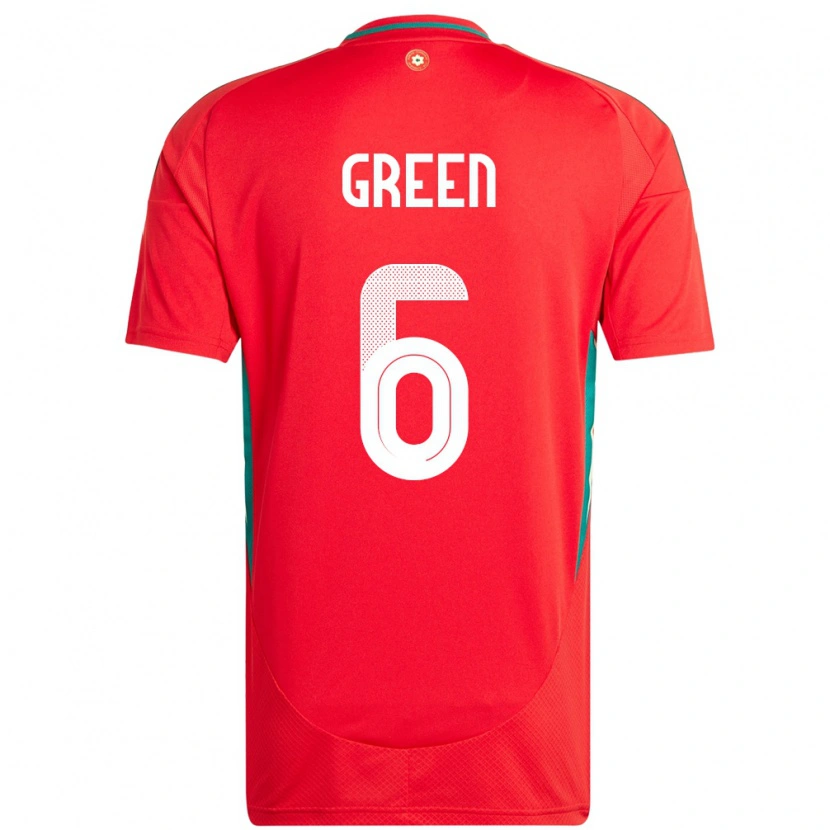 Danxen Bambino Maglia Galles Josephine Green #6 Rosso Kit Gara Home 24-26 Maglietta