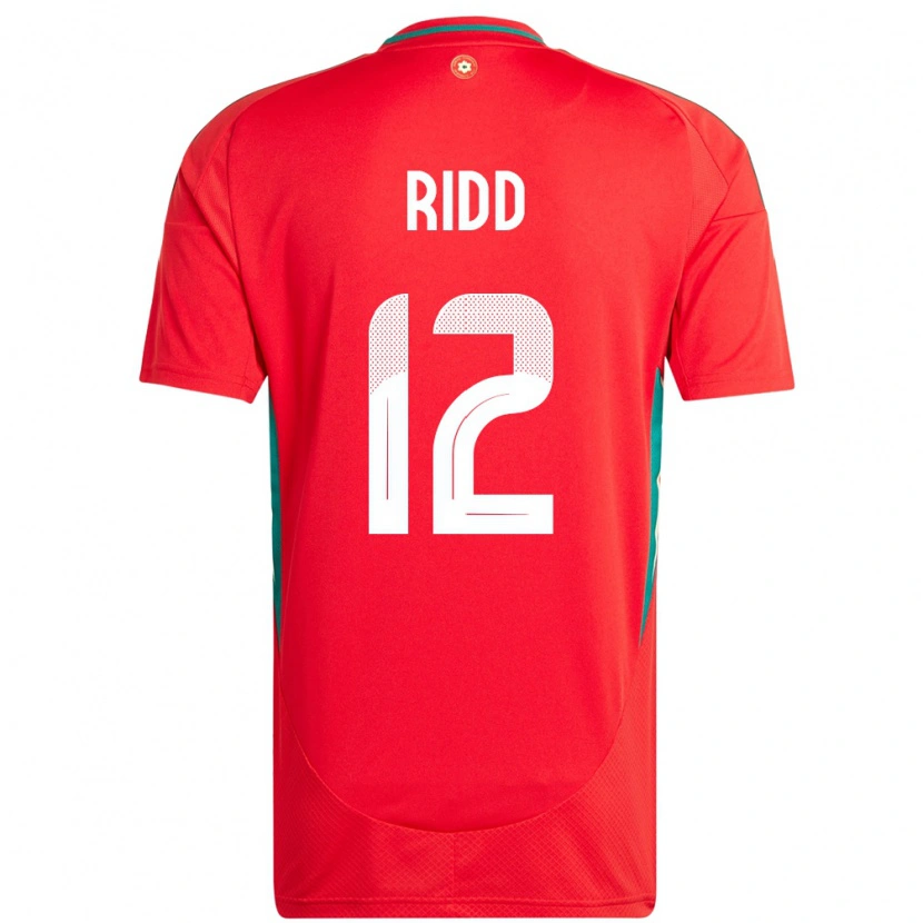 Danxen Bambino Maglia Galles Lewis Ridd #12 Rosso Kit Gara Home 24-26 Maglietta