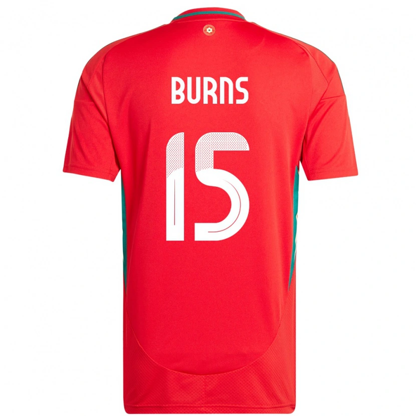 Danxen Bambino Maglia Galles Wes Burns #15 Rosso Kit Gara Home 24-26 Maglietta