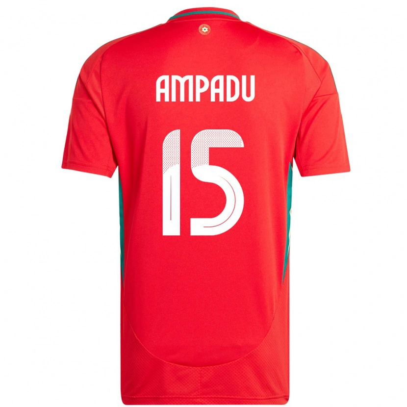 Danxen Bambino Maglia Galles Ethan Ampadu #15 Rosso Kit Gara Home 24-26 Maglietta