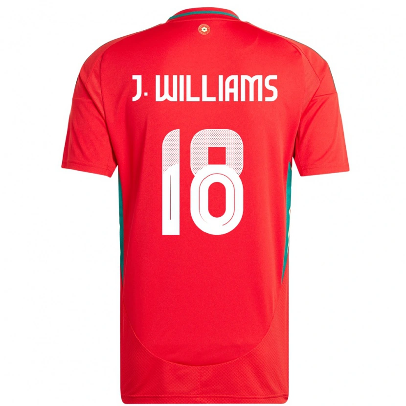 Danxen Bambino Maglia Galles Jonathan Williams #18 Rosso Kit Gara Home 24-26 Maglietta