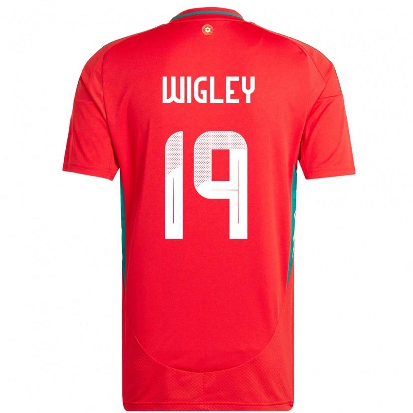 Danxen Bambino Maglia Galles Morgan Wigley #19 Rosso Kit Gara Home 24-26 Maglietta