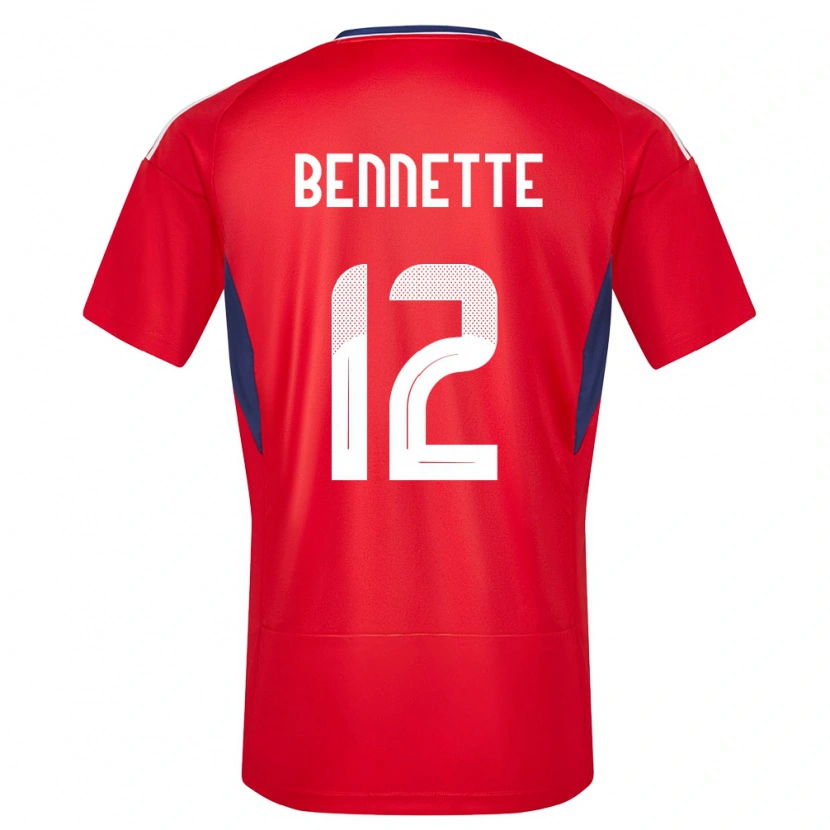 Danxen Bambino Maglia Costa Rica Nick Bennette #12 Rosso Kit Gara Home 24-26 Maglietta