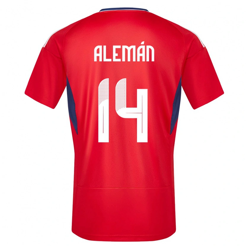 Danxen Bambino Maglia Costa Rica Jeremy Alemán #14 Rosso Kit Gara Home 24-26 Maglietta