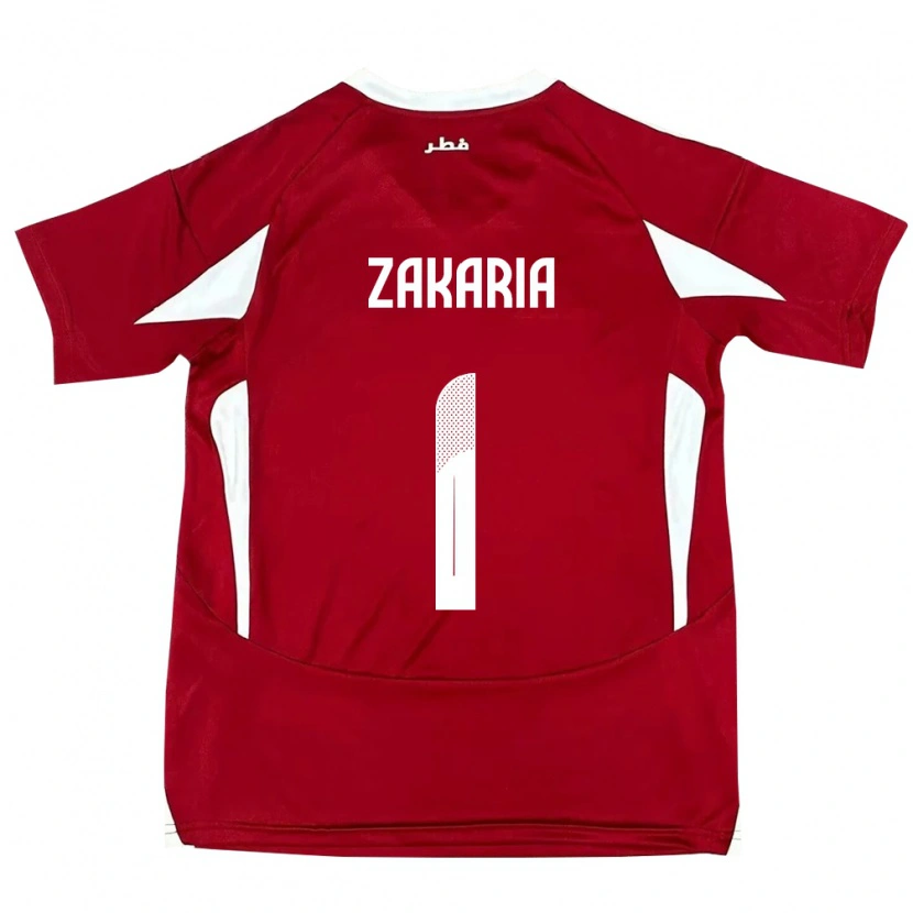 Danxen Bambino Maglia Qatar Salah Zakaria #1 Rosso Kit Gara Home 24-26 Maglietta