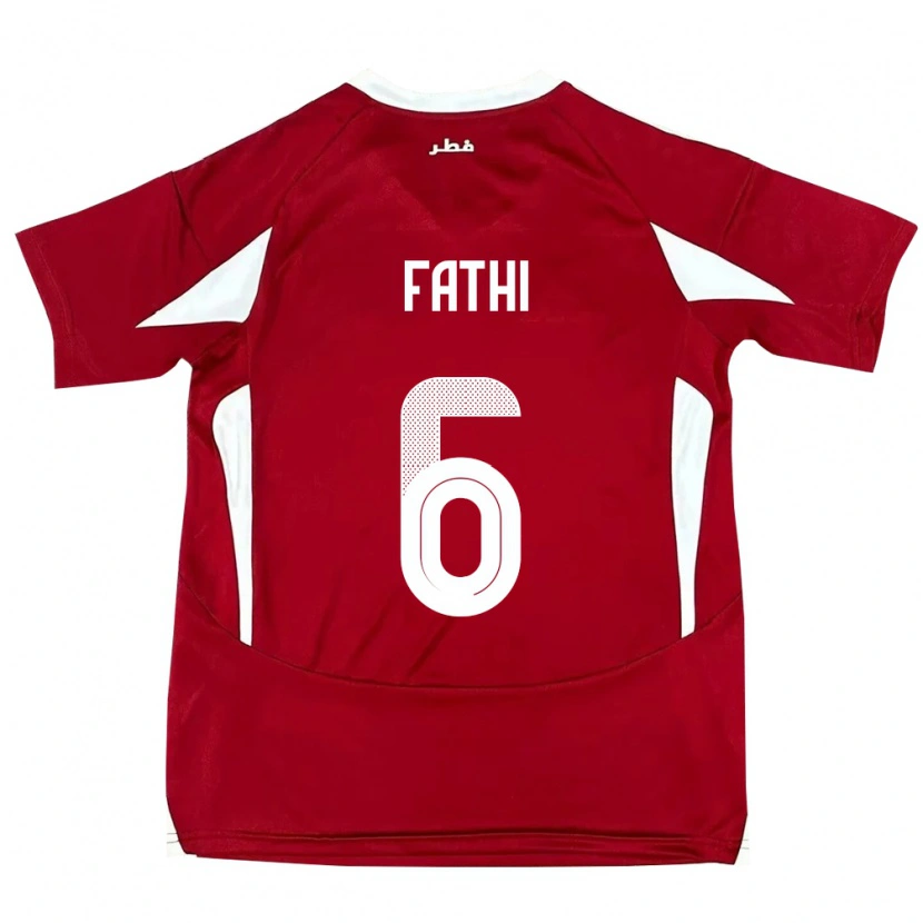 Danxen Bambino Maglia Qatar Ahmed Fathi #6 Rosso Kit Gara Home 24-26 Maglietta