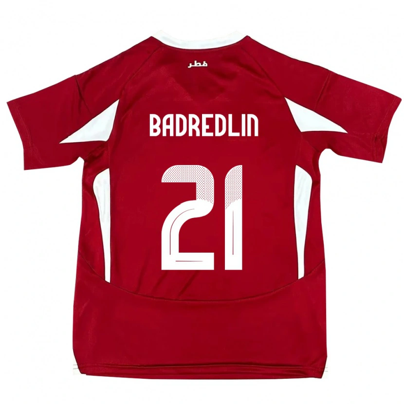 Danxen Bambino Maglia Qatar Marwan Badredlin #21 Rosso Kit Gara Home 24-26 Maglietta