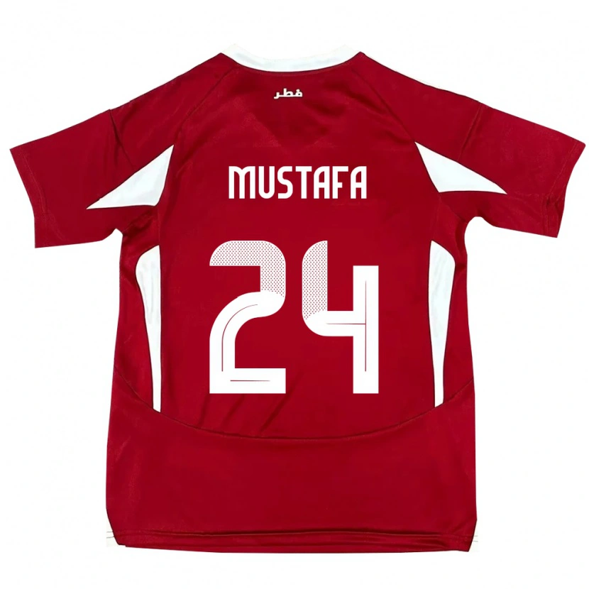 Danxen Bambino Maglia Qatar Mustafa Mashaal #24 Rosso Kit Gara Home 24-26 Maglietta