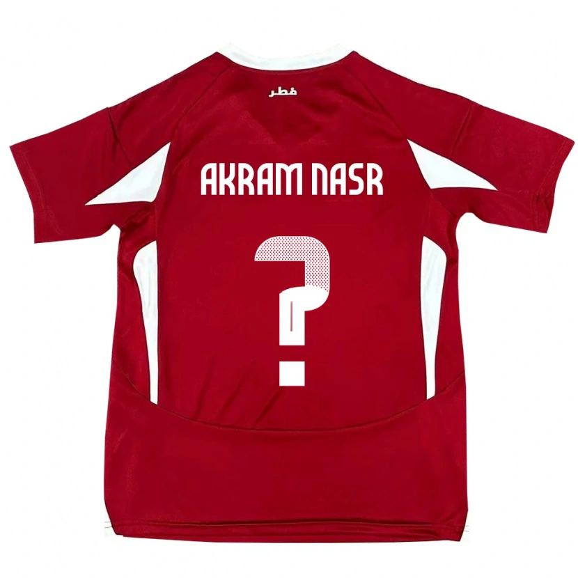 Danxen Bambino Maglia Qatar Mohammed Akram Nasr #0 Rosso Kit Gara Home 24-26 Maglietta