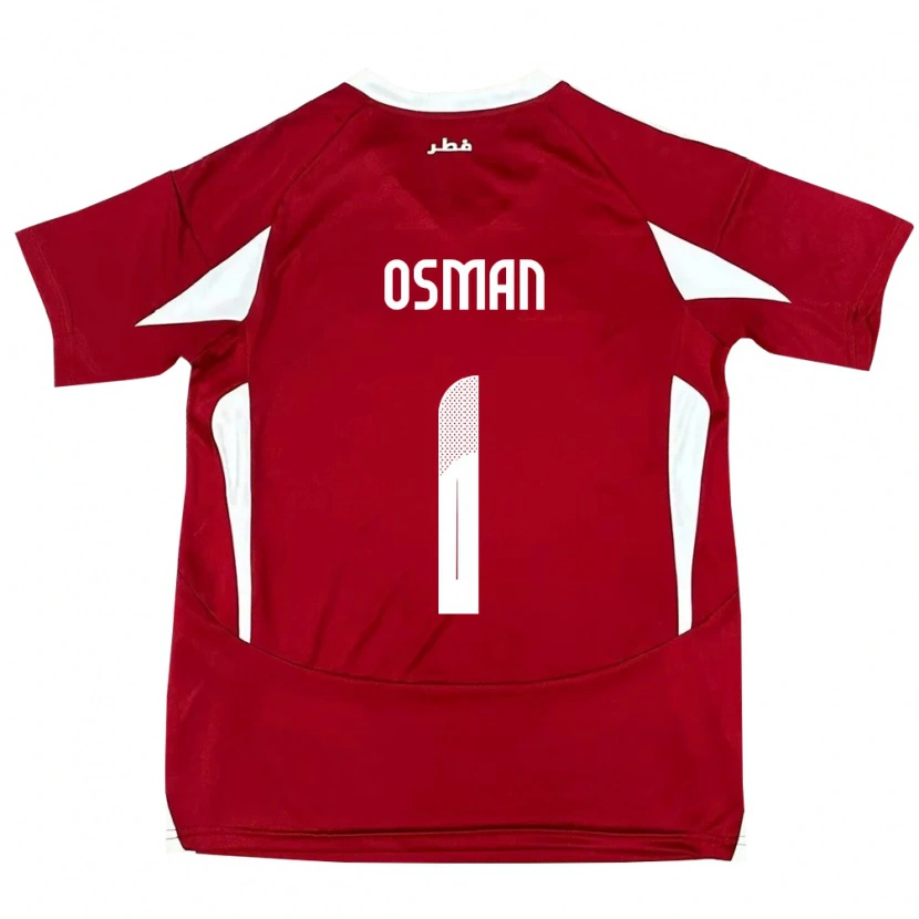 Danxen Bambino Maglia Qatar Abubaker Osman #1 Rosso Kit Gara Home 24-26 Maglietta