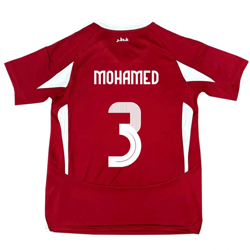 Danxen Bambino Maglia Qatar Motaman Mohamed #3 Rosso Kit Gara Home 24-26 Maglietta