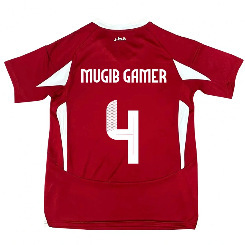 Danxen Bambino Maglia Qatar Abdalla Mugib Gamer #4 Rosso Kit Gara Home 24-26 Maglietta