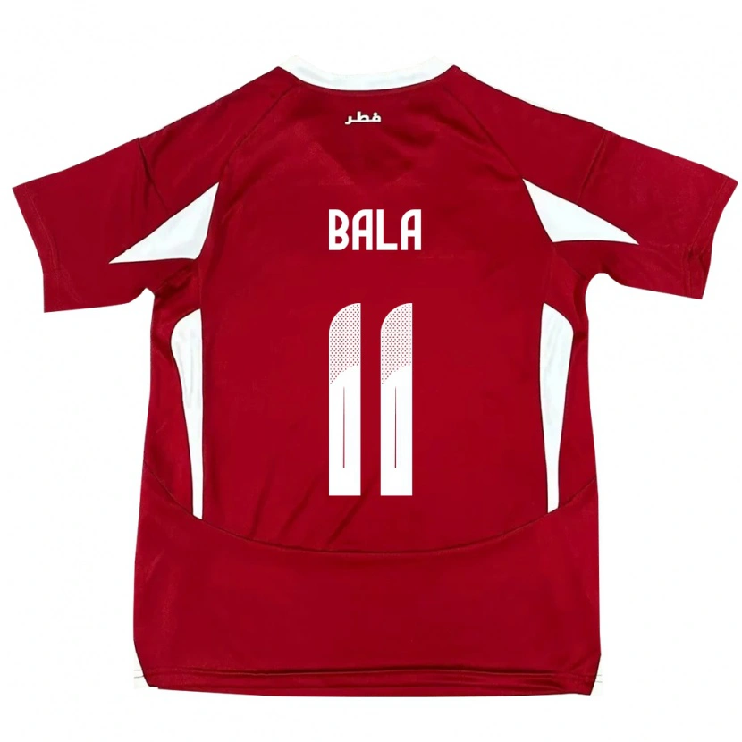 Danxen Bambino Maglia Qatar Younis Bala #11 Rosso Kit Gara Home 24-26 Maglietta