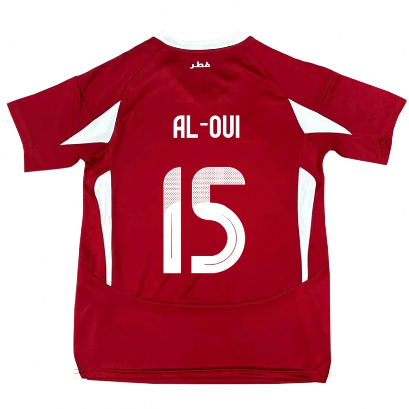 Danxen Bambino Maglia Qatar Ayoub Al-Oui #15 Rosso Kit Gara Home 24-26 Maglietta
