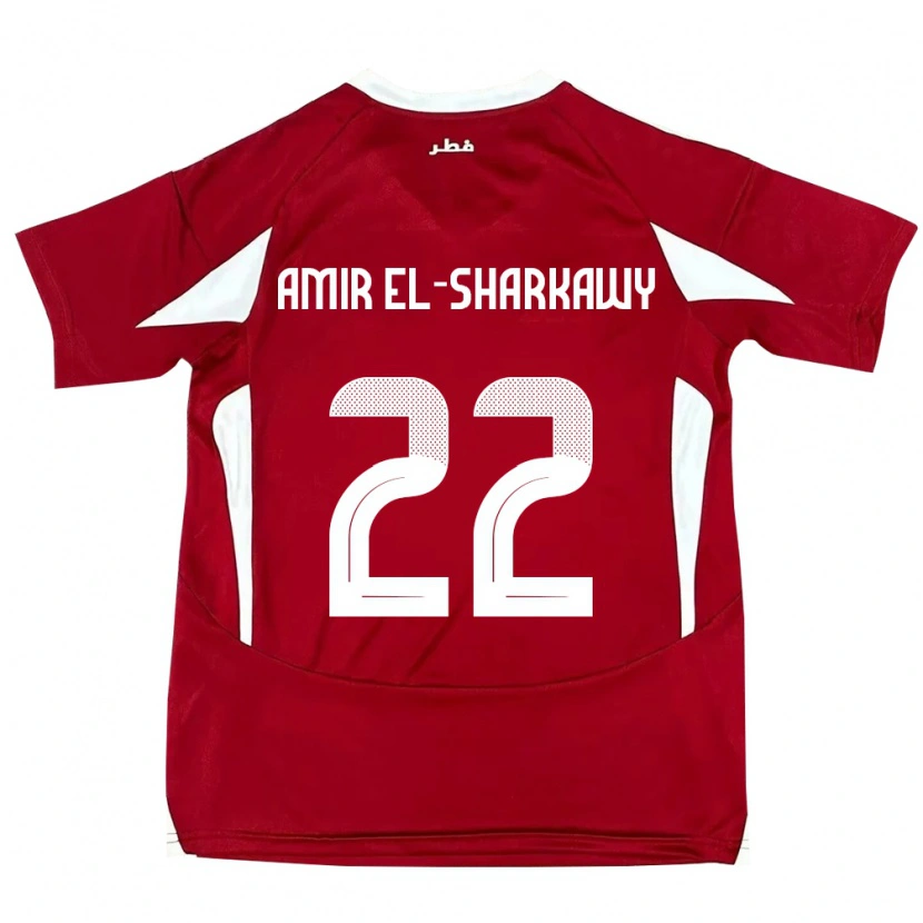 Danxen Bambino Maglia Qatar Galal Amir El-Sharkawy #22 Rosso Kit Gara Home 24-26 Maglietta