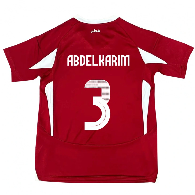 Danxen Bambino Maglia Qatar Abdelkarim Hassan #3 Rosso Kit Gara Home 24-26 Maglietta